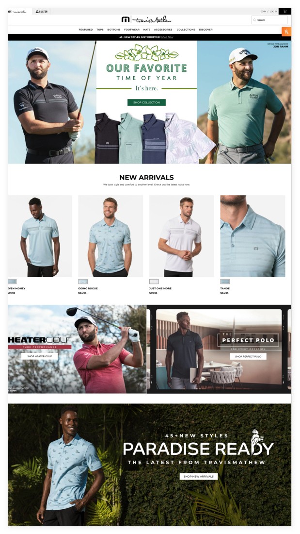 TravisMathew Website Homepage