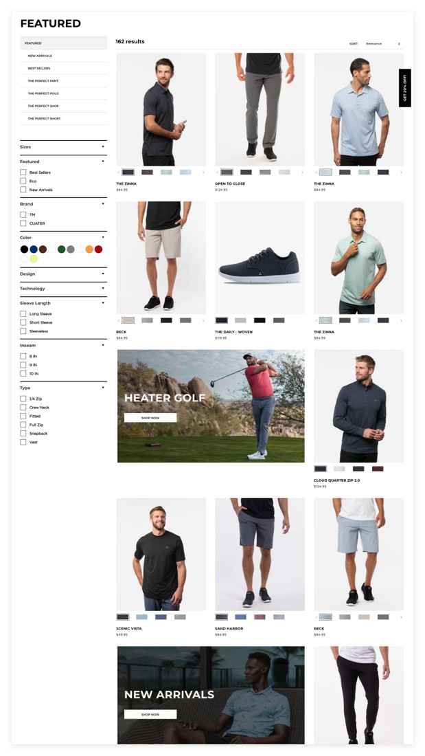 TravisMathew Website Category Page