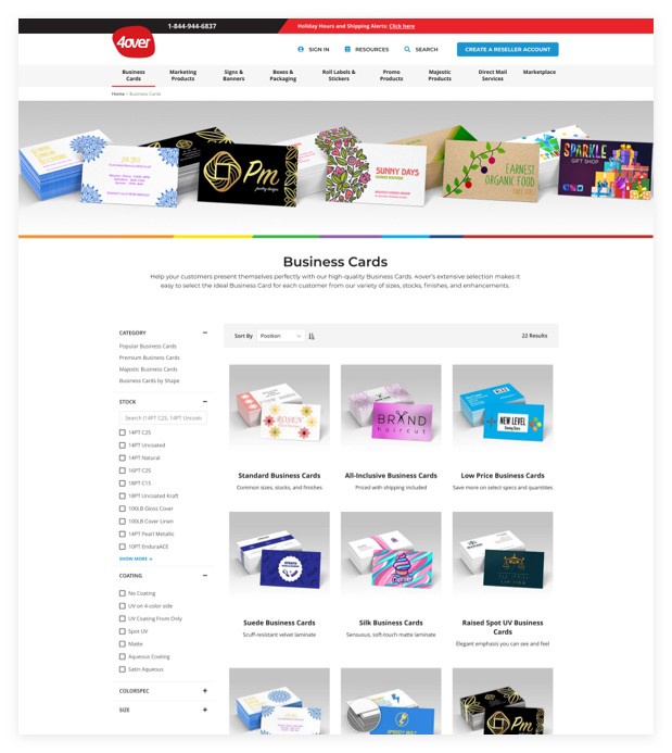 4over's Adobe Commerce Build powered by FindCanary - Category Page